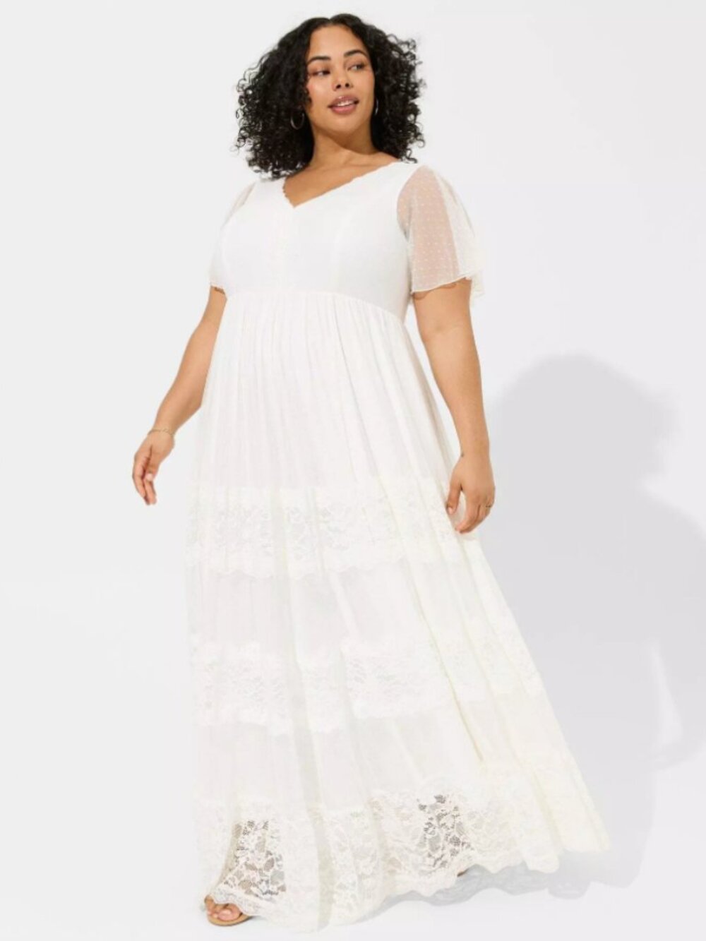 Ivory Lace A-line Boho Wedding Dress
